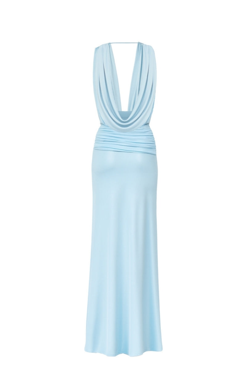 light blue jersey dress Ladies - Light Blue Flounced Jersey Dress - Size: XXL