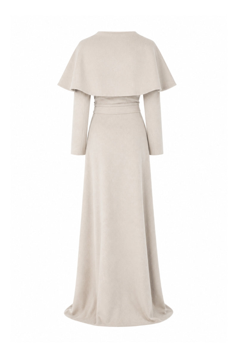 Lili Blanc cashmere wrap maxi skirt in a soft, elegant design with flowing fabric and a stylish wrap-around style.