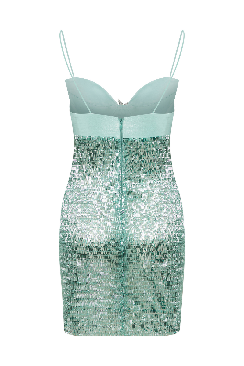 MINI BEADED DRESS IN MINT - CULT MIA