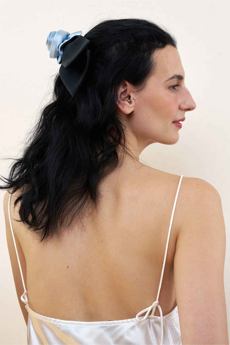 TUSCAN ROSE BOW SILK HAIR CLIPS - CULT MIA