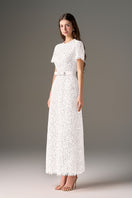 I.H.F Studio Cult Mia X I.H.F Studio floral white lace structured midi dress with sequins and a fitted maxi silhouette.