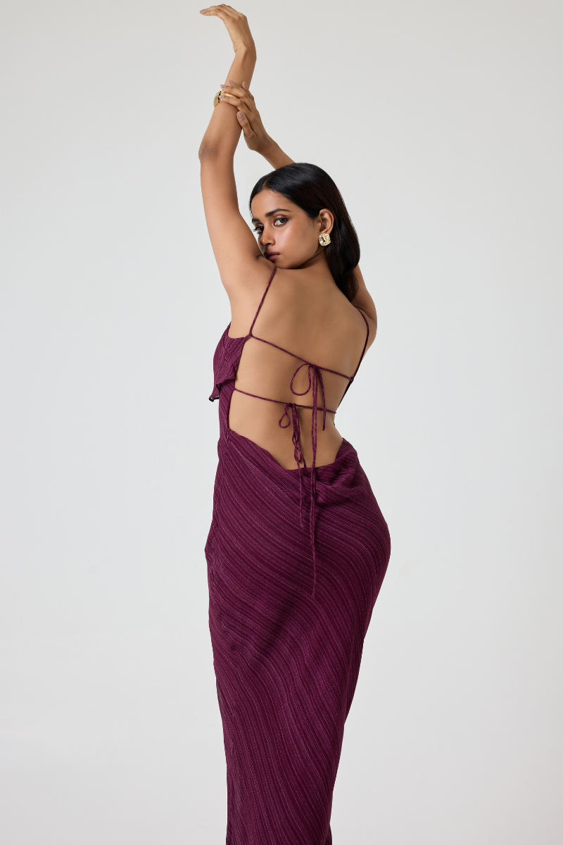 BARI DRESS IN MULBERRY ETCH - CULT MIA