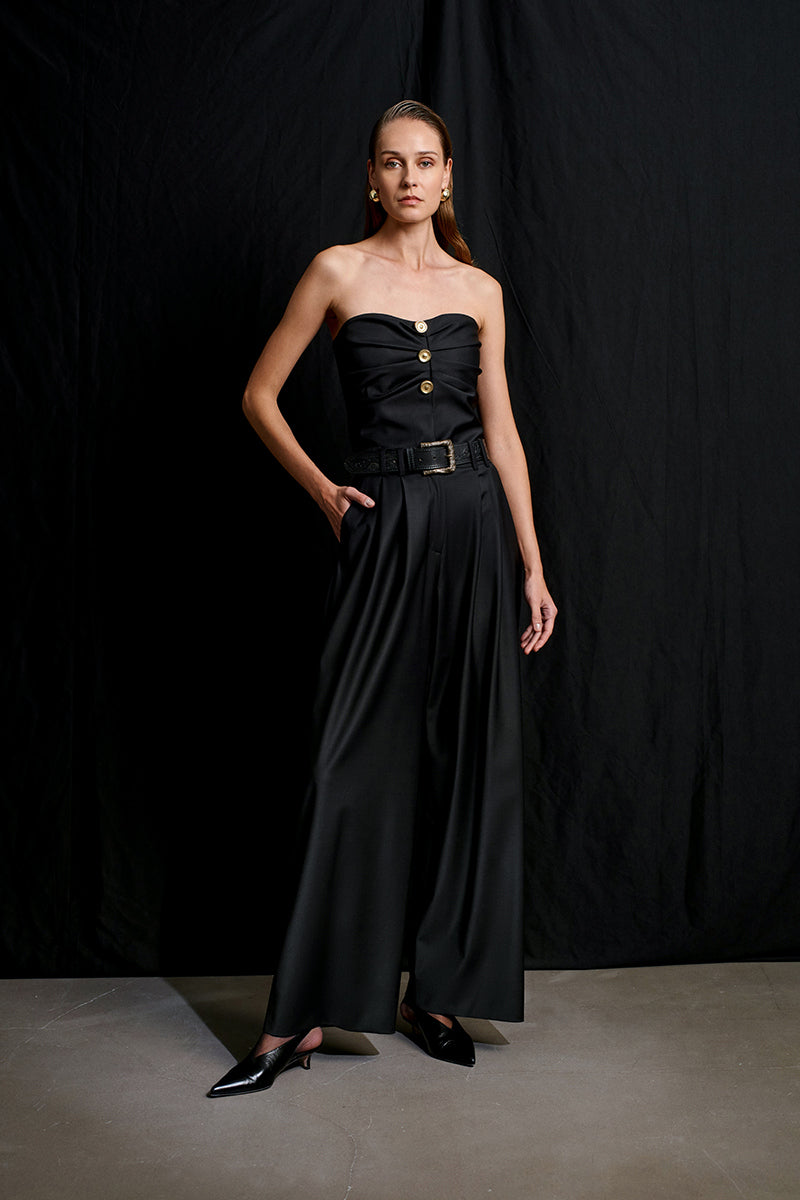 Black Acaria Studio Guru Top featuring a relaxed fit and stylish design, perfect for casual or chic outfits.