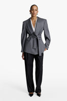 Black Wisdom Blazer by Acaria Studio, tailored fit with structured lapels, displayed on a mannequin.
