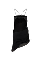 Black Suncillo mini dress featuring a fitted silhouette and short sleeves, perfect for casual or evening wear.