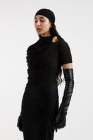 Deme By Gabriella RHEA Black Gown featuring elegant floor-length design and flowing fabric, perfect for formal occasions.