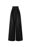 Black POEM AETHER trousers, stylish men's pants with a sleek fit, shown on a model against a neutral background.