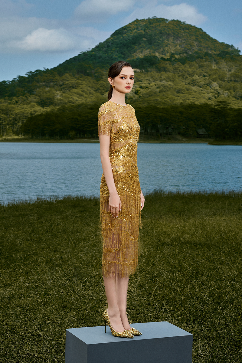 LITA SUNRISE BEADED MIDI DRESS - CULT MIA