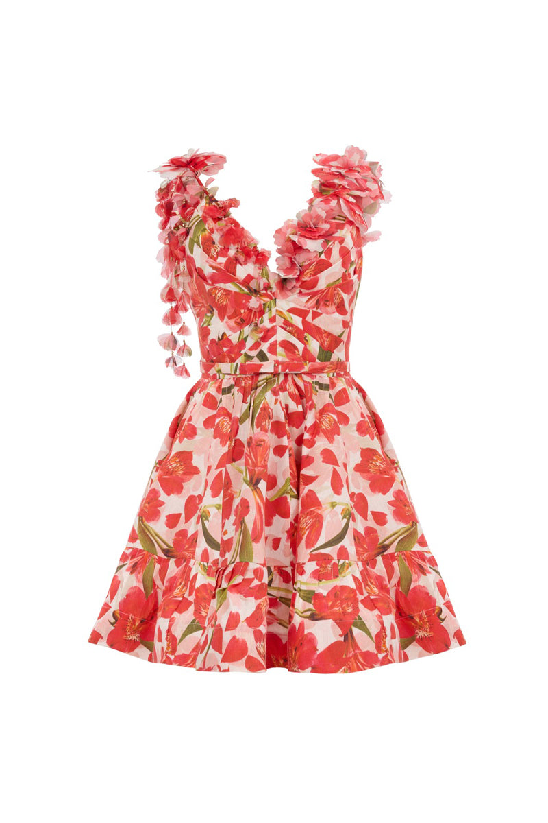 AISA ROUline mini dress showing a stylish, fitted design with a vibrant pattern, perfect for casual or evening wear.