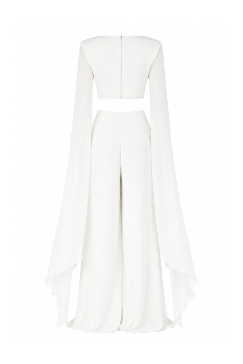Lili Blanc sculpted cropped top in soft fabric, featuring a fitted design and stylish neckline, perfect for casual or trendy outfits.