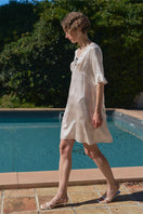 KIKI Pearl Cat 22 Momme Silk Nightdress from Not Just Pajama, showcasing a luxurious silk nightgown with a smooth, elegant fit.