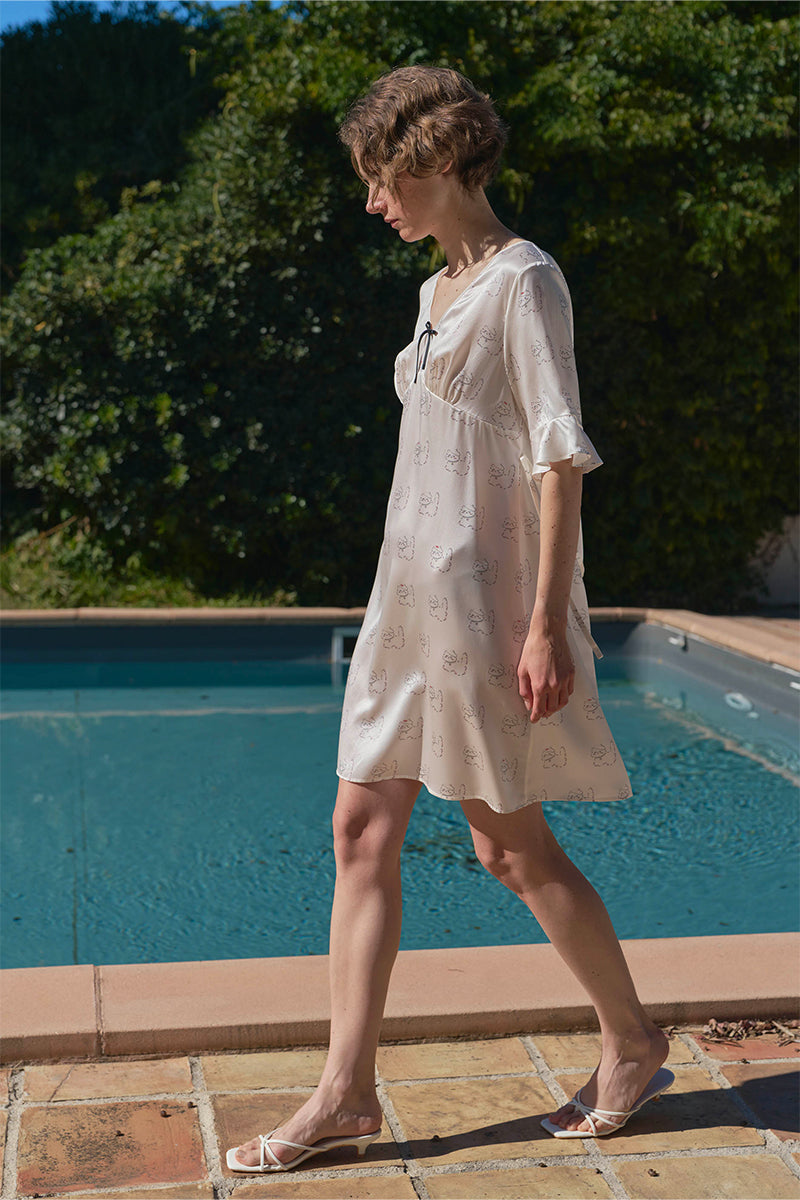 KIKI Pearl Cat 22 Momme Silk Nightdress from Not Just Pajama, showcasing a luxurious silk nightgown with a smooth, elegant fit.