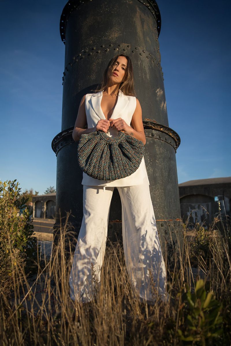 Mara Brazil Gaia Bag, top handle bag with woven design and leather accents, stylish and versatile for everyday use