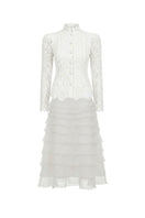 Vintage lace layer set co-ords by White Plan featuring intricate lace details and matching top and skirt.