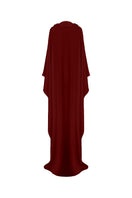 Nazlı Ceren Caro Crepe Cape in Bordeaux, stylish jacket with a flowing design, showcasing its elegant fabric and deep Bordeaux color.