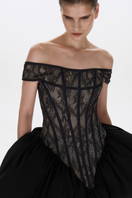 Black THEA mini dress by BALYKINA, showcasing a stylish and elegant short dress with a fitted silhouette and modern design.