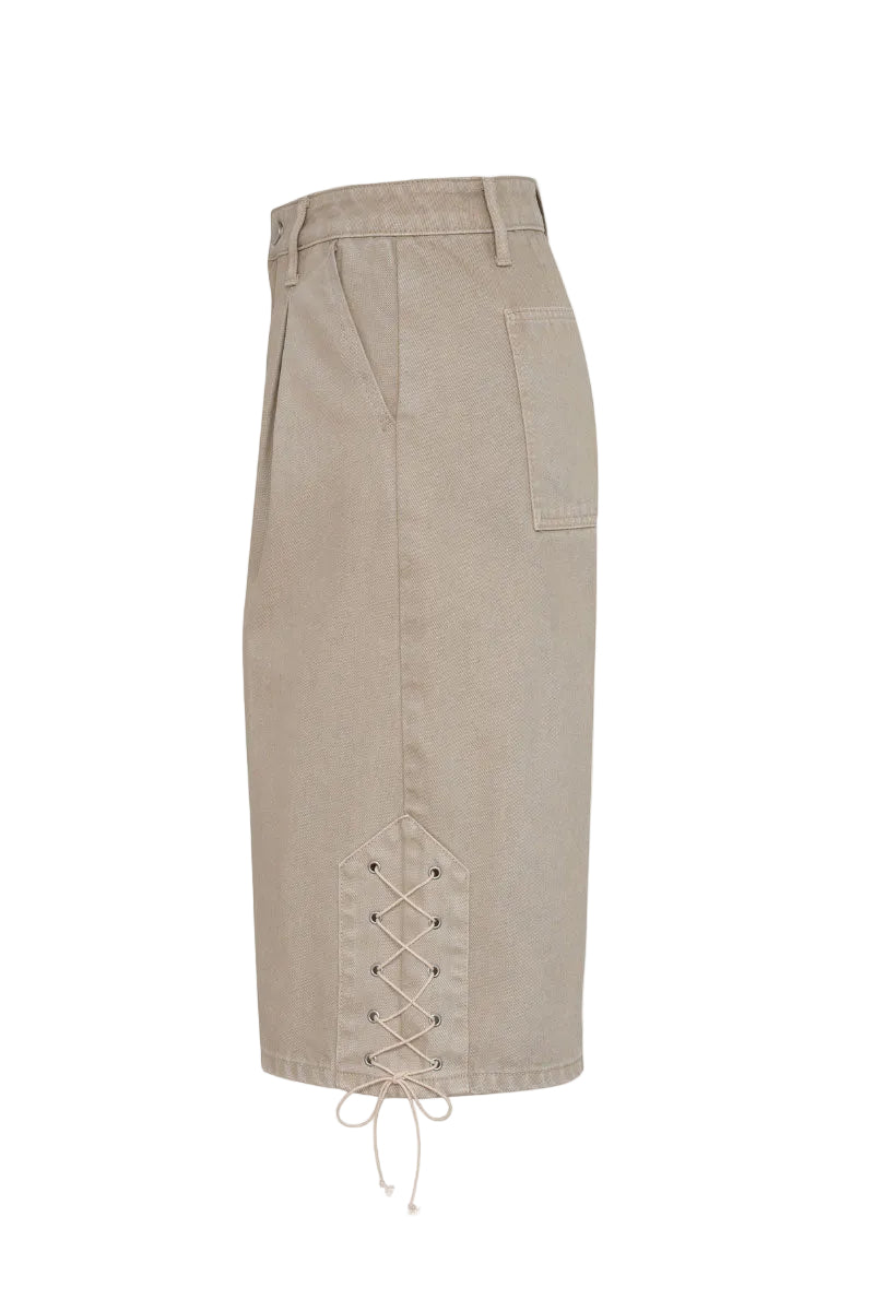 TT Studios Bobbi Shorts in Bedford Ave style, featuring casual denim fabric and classic cut, displayed on a hanger.