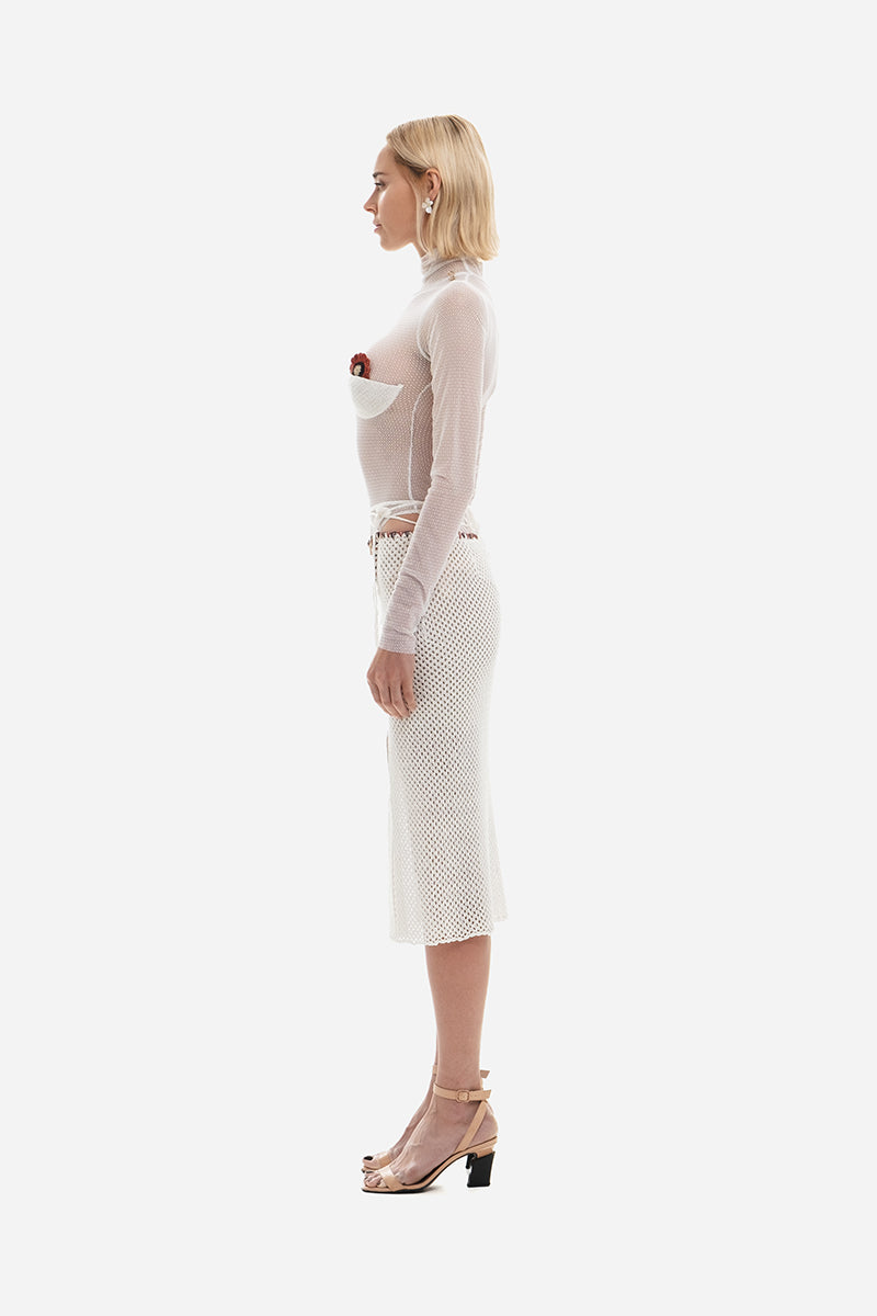 CROCHET KNITTED SKIRT IN WHITE - CULT MIA