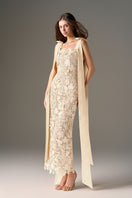 I.H.F Studio CULT MIA X floral garden ivory lace maxi dress with a flowing silhouette and intricate lace details.