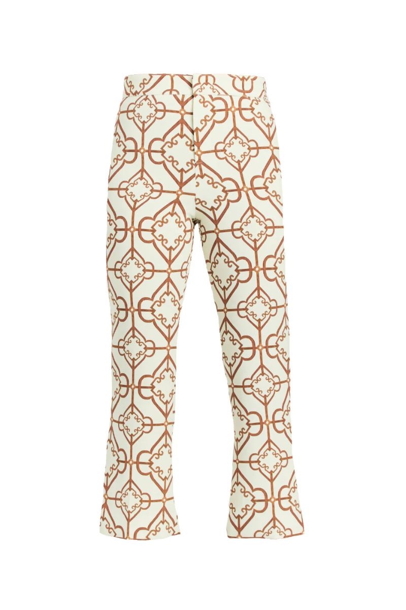 TUXEDO CROP KICK PANTS IN QUATREFOIL TILE