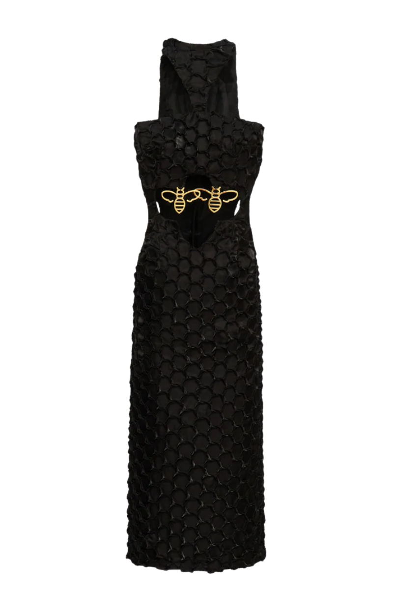 AMARI PLEATED DRESS IN BLACK