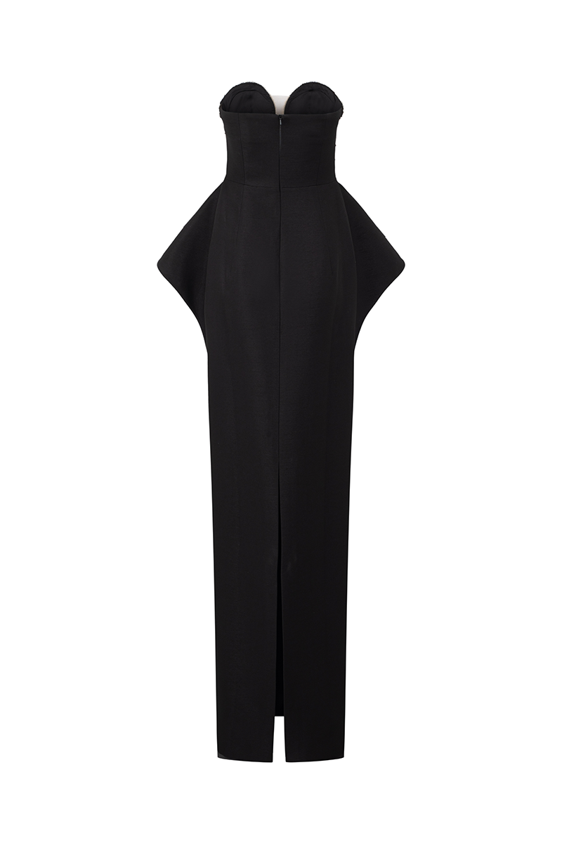 CRYSTAL STRAPLESS PEPLUM DRESS - CULT MIA