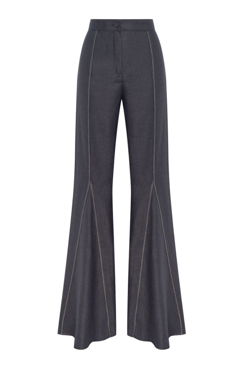 BLACK ZIG-ZAG FLARE PANTS - CULT MIA