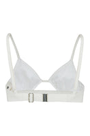 JINSUN Pappus Applique Tweed Ivory Bra Top, close-up showing textured tweed fabric and delicate design details.