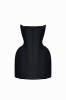 Black Balykina Kala mini dress displayed on a hanger, showcasing its stylish design and fit perfect for casual or evening wear.