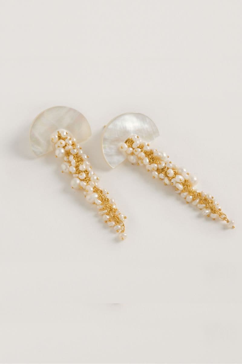 Freya Rose HAKURO IVORY earrings featuring elegant ivory-toned jewelry with intricate design details.