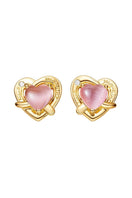 Nana Jacqueline Ambre pink and gold heart earrings featuring delicate heart-shaped design with pink and gold accents.