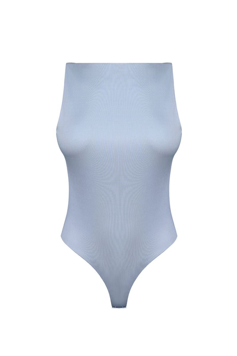 OPEN BACK BODYSUIT IN PEARL BLUE - CULT MIA