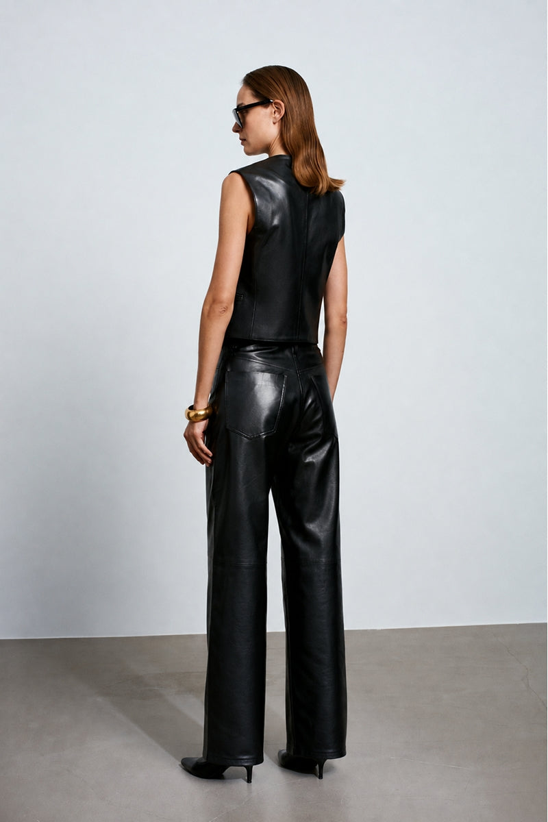 Black Ancient Poem vest by Acaria Studio featuring intricate embroidered design and a modern, stylish fit.
