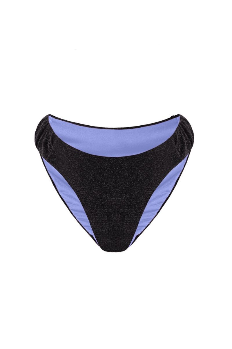 Black Gina sparkly bikini bottom by Suncillo, featuring shimmering fabric and a stylish fit for beach or poolside wear.