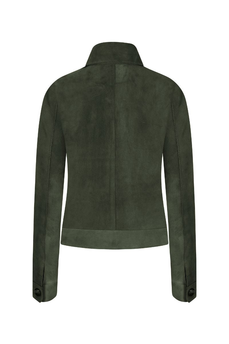 ZUT REMON suede jacket featuring a classic design with a smooth suede finish and stylish collar, displayed on a hanger.
