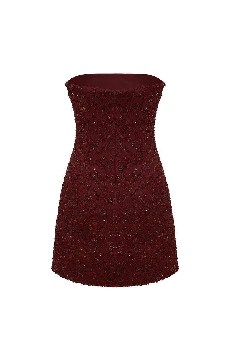 craze for fame sequin mini dress Lovers and Friends Isabetta Sequin Fringe Mini Dress in Dark Red Sequin