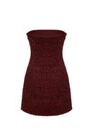 Nazlı Ceren Casey Mini Sequin Dress in Bordeaux, featuring shimmering sequins and a stylish mini length, perfect for evening wear.