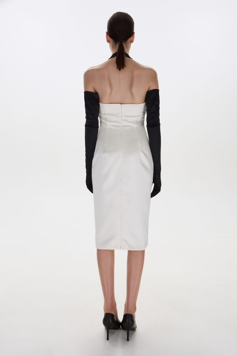 White June midi dress by Balykina, stylish sleeveless midi dress with a flowing silhouette and elegant design.