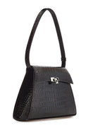 Dark brown croc-embossed Stephanie bag by Vikele Studio, a stylish top handle bag with textured leather details.