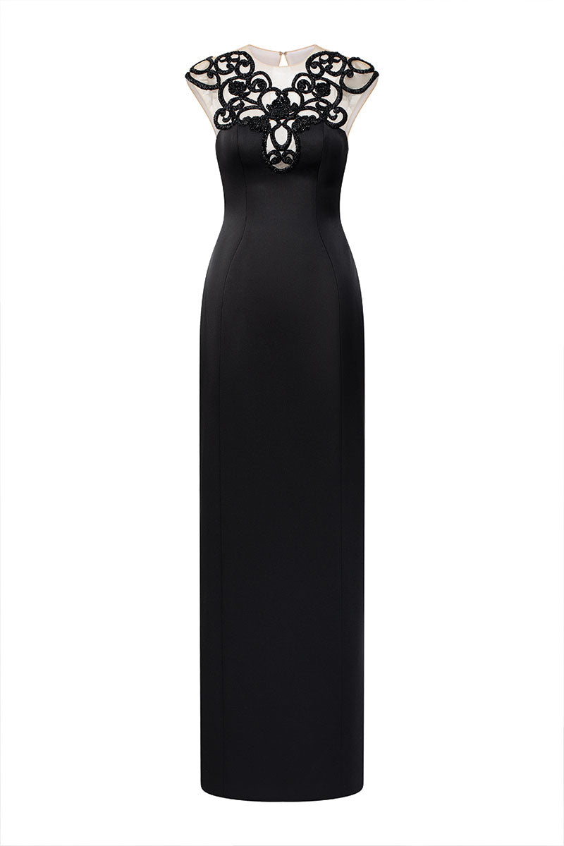 LYCRA TAFFETA DRESS IN BLACK - CULT MIA