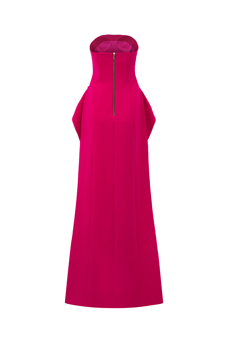STRAPLESS FLARED HIP FLAP A-LINE DRESS - CULT MIA