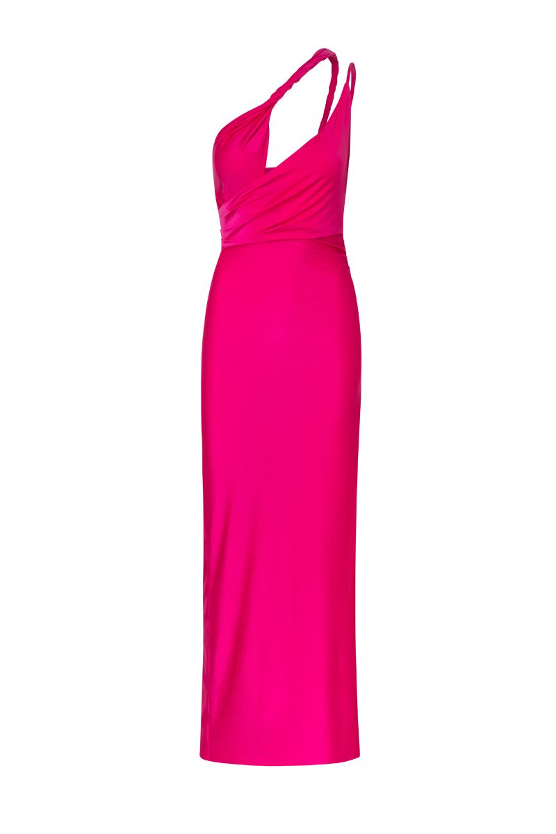 فستان فوشيا ليا طويل بفتحات