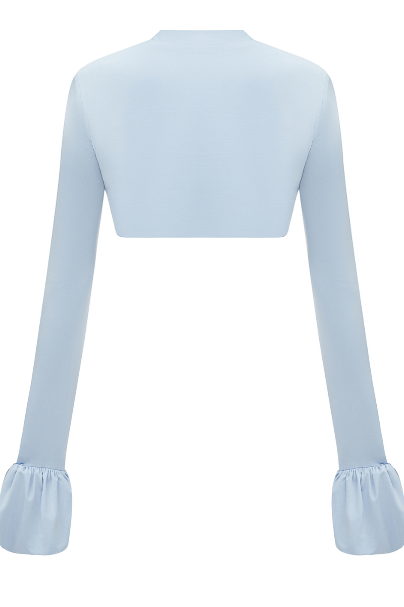 STRETCH-JERSEY LIGHT BLUE CROPTOP - CULT MIA