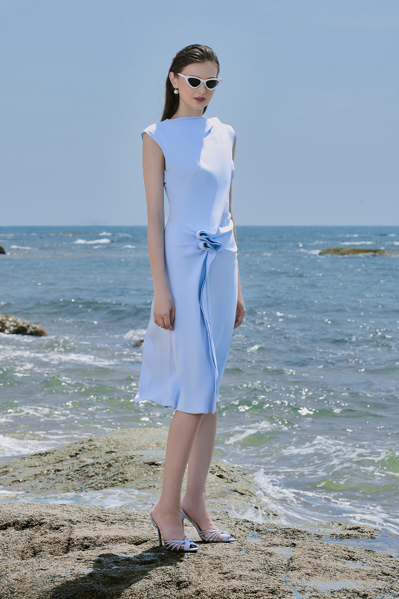 EL FARO LIGHT BLUE MIDI DRESS | CULT MIA | Le Thanh Hoa EL FARO LIGHT BLUE MIDI DRESS | CULT MIA | Le Thanh Hoa