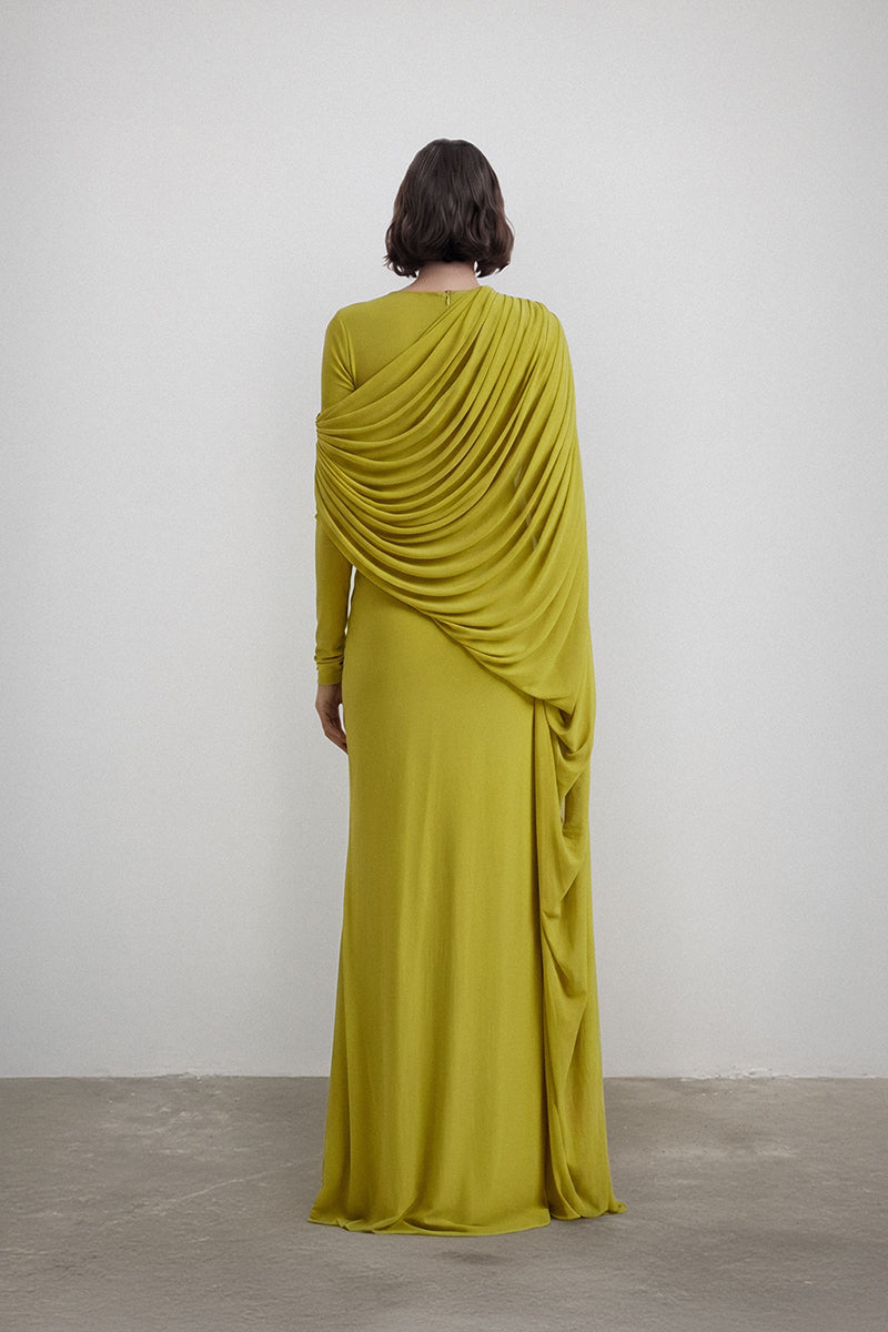 Deme By Gabriella Agatha gown in elegant fabric, featuring a flowing silhouette and intricate detailing for formal occasions.