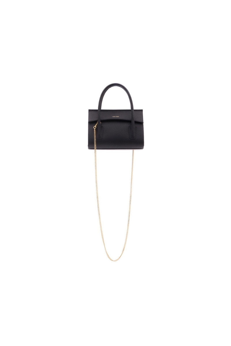 Black CELINE mini top handle bag by VIKELE STUDIO with sleek design and structured silhouette, featuring top handles and minimalist style.