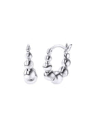 Silver hoop earrings by Sara Shala featuring sleek, minimalist design with a polished finish.