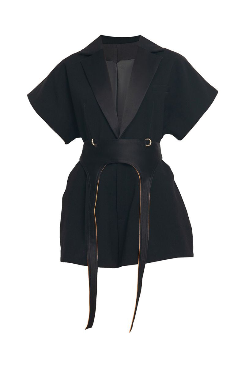 BLACK TAILORED JUMPSUIT - CULT MIA