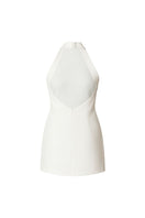 Nazlı Ceren Marcel mini crepe dress in white, stylish sleeveless mini dress with a fitted silhouette and elegant design.