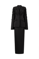 Black pearl taffeta co-ords set by Lune De Soie, featuring a matching top and pants in luxurious fabric.